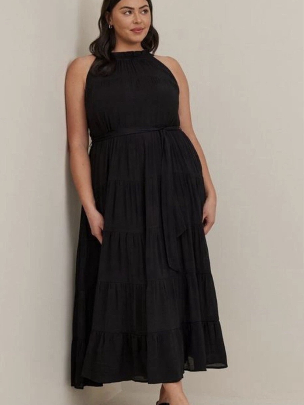 torrid Black Halter Tie-Waist Tiered Maxi Dress